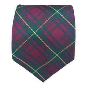 ZANOLINI Green Plaids & Checks Silk Tie ITALY 59"/ 3.7" EC